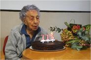 Branyas Morera on her 115th birthday in 2022.