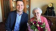 Sprecher on her 105th birthday in 2018