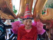 Mangold on her 114th birthday in 2021.