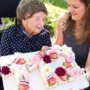 Irwin on her 112th birthday in 2018.