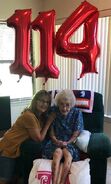 Whicker on her 114th birthday in 2020