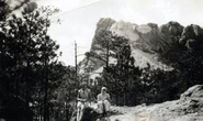 Zahn (right; aged 26) visiting Mount Rushmore with a friend in July 1934