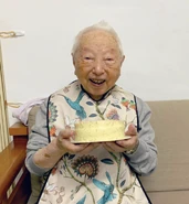 Yu Te-Hsin on his 107th birthday in 2022
