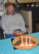 Butty celebrating his 107th birthday in 2019.