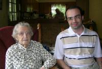 Grace Thaxton on her 114th birthday with Robert Young