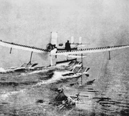 Henri Fabre (aged 27) on the Hydravion on 28 March 1910.