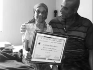 Pryce displays the plaque she got from councillor Winston Brown, celebrating her 109th birthday in 2018