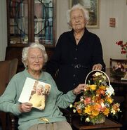 Mary Snelling (left) aged 100, with her sister Kathleen, aged 101, in 2005