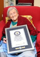 Morano (aged 116) being recognized as the world’s oldest living person by Guinness World Records