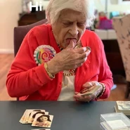 Giacopini celebrating her 105th birthday in June 2021