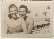 Apfel (left, age 25) and her husband Carl (right) in the Summer of 1947, when they first met at Lake George, New York.