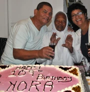 Nora de Kock on her claimed 109th birthday in 2019.