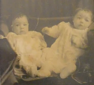 Identical twin brothers Peter (just a few months old) and Paul Berkos as infants in 1922.