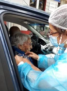 Sara Mendaro Guichon1.jpg (255 KB) Mendaro Guichon (aged 109) a few moments before when she was vaccinated on 31 March 2021