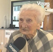 Jeanne Motsch on her 110th birthday in 2023.
