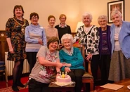 On her 105th birthday with her family in 2019