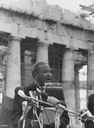 M'Bow (age 55) launches an appeal to save the Acropolis in Athens on January 13, 1977.