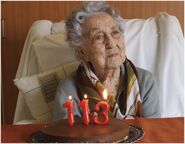 Branyas Morera on her 113th birthday in 2020.