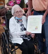 Boston on her 109th birthday in 2022