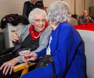 The Skuce sisters.png (478 KB) Skuce (left, age 107) and her sister Clara (right/front, age 105) on Hazel's 107th birthday on February 7, 2019.