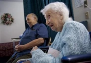 AClarke3.jpg (17 KB) Avice Clarke (seated) at age 111 with her son Norman Ramos (aged 88).