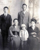 Standing (from left): Junichi (Chiyo's son), Shoji (Chiyo's husband) Sitting: Kiku (Chiyo's mother), Toshiko (Chiyo's daughter), Chiyo