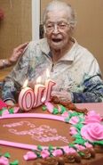 Emma Otis on her 110th birthday in 2011