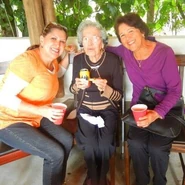 Soto Saborio on 105th birthday, with her nieces, Olga and Adelita Castro Gutierrez.