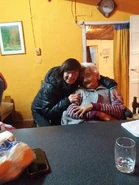 Aurora on her 112th birthday with her granddaughter Viviana Seguel.