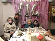 Casilda Benegas114.jpg (331 KB) Benegas on her 114th birthday with her relatives in 2021.