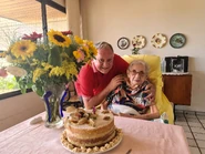 Gomes Dantas (aged 113) with her son Paulo Antonio Gomes Dantas in December 2021