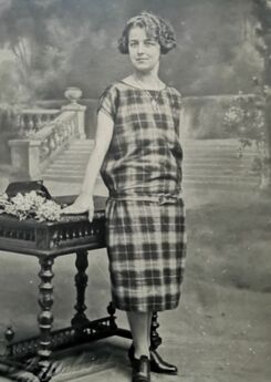 Black and white photograph of Randon as a young woman in the 1920s.