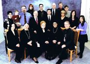 Peel (bottom, centre) at the age of 90 in 2005, pictured with her family