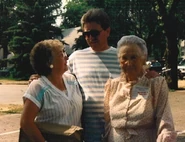 Aged 99, with her daughter-in-law Mildred Dahlheimer (aged 70) during the Dahlheimer family gathering in 1988
