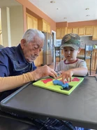 Francis Zouein August 2023.jpeg (215 KB) Zouein (claimed aged 112) with his great-grandson (aged 2) on 5 August 2023.