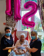 Kingston on her 112th birthday in February 2021