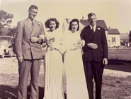 Sylvester's wedding day. Left to right; Sylvester, Marie (Agnes' sister), Agnes (Sylvester's wife)