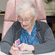 Yvonne Roussey on her 104th birthday in 2017.