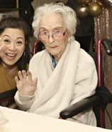 Edie116Waving.png (820 KB) Ceccarelli (aged 115), the day before her 116th birthday in 2024
