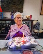 Camacho Quiros on her 112th birthday in 2023.