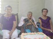 Sarmiento Pupo (center; aged 114), with two daughters, (left; aged 85) and (right; aged 95).