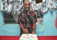 Uton Samuels on his claimed 106th birthday in 2020.