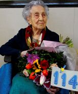 Branyas Morera on her 114th birthday in 2021.