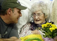 On her 109th birthday, with her grandson Aaron Barton in 2012