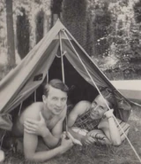 Jane Ising and her husband Ernst Ising during a camping trip down the Danube River in 1938.