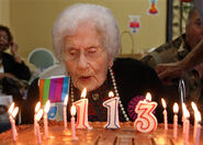 Besse Cooper on her 113th birthday in 2009.