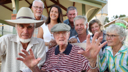 Kruger celebrating his 110th birthday with his family in 2020