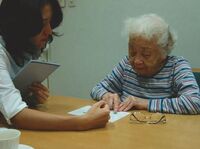 Chiyo Miyako (aged 100) was taking an intelligence test on 23 September 2001.