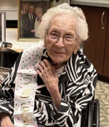 Boston on her 112th birthday in 2025