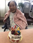 Nakachi on her 114th birthday in 2019.